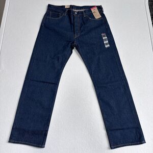 Levi's 501 Jeans Mens 36x32 Dark Wash Straight Leg Button Fly Cotton Stretch NWT